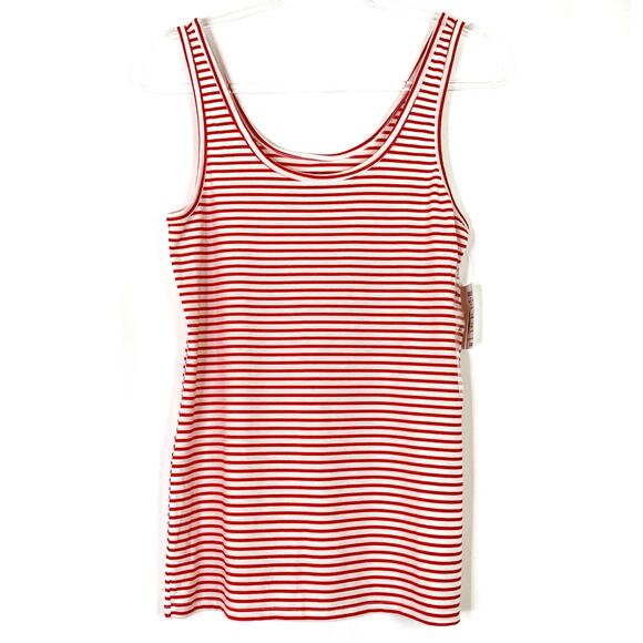 SO | Red White Stripe Tank Top Scoop Neck Polyester Blend Junior's XL - Picture 1 of 7